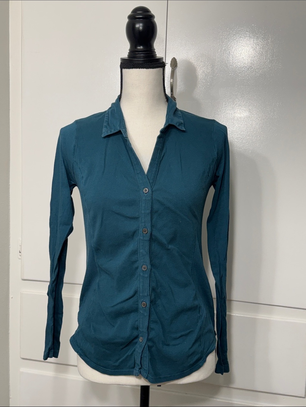 Teal Long-Sleeve Button-Up Shirt - Women